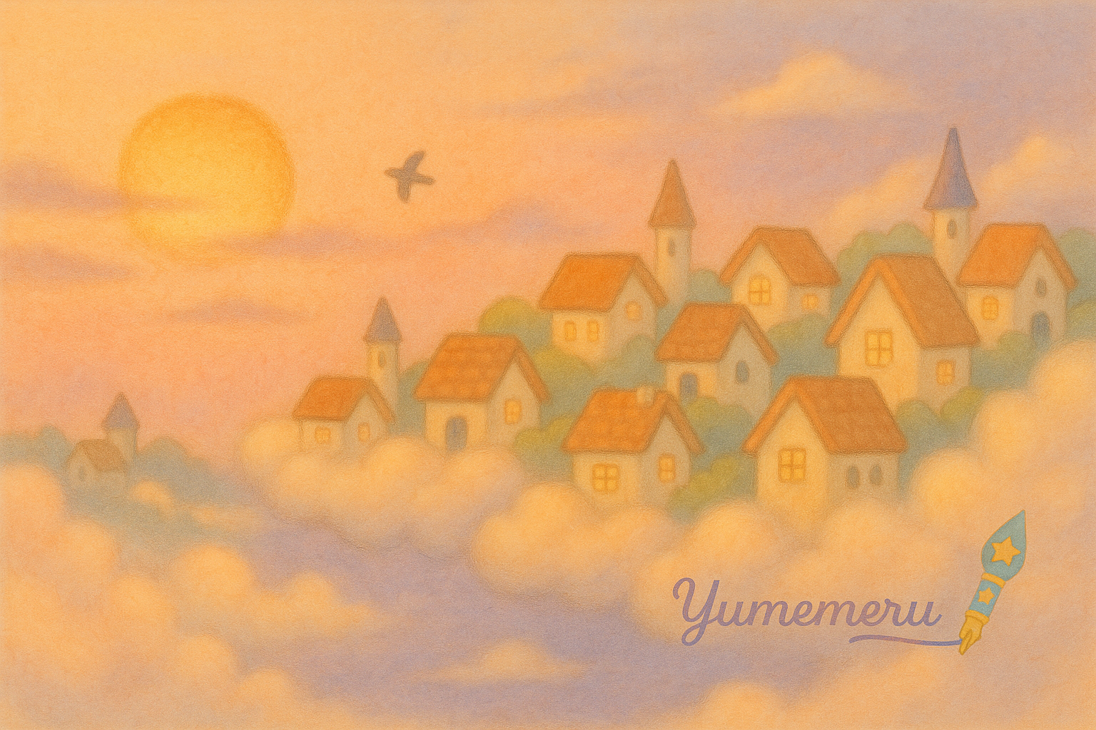 夕暮れのメルルネの街の風景